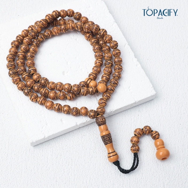 99 Muslim beads, 7-centimeter imitation wooden prayer beads