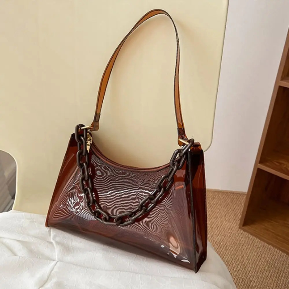 Fashion Ladies Jelly Bags PVC Clear Bag Underarm Bags Casual Women Summer Handbags Purse Cell Phone Shoulder Bag 250515