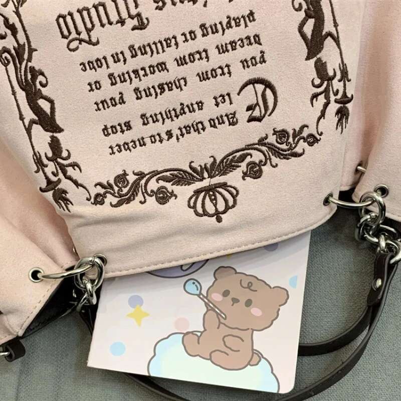 Embroidery Letter Tot Women New In Large Capacity Retro Gothic Handbag Desing Soft Crossbody Bag