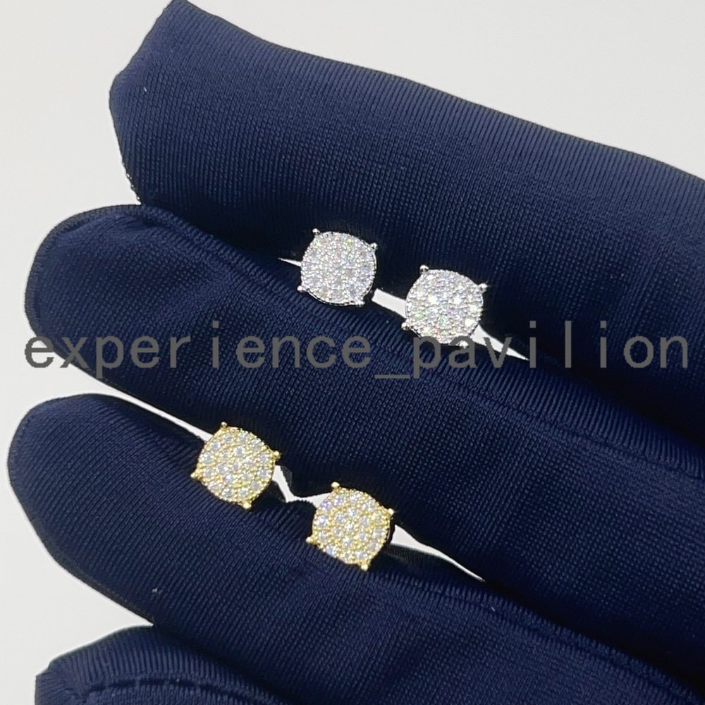 Custom Hiphop Jewelry Pass Diamond Tester 925 Sterling Silver VVS Classic Gold Plated Stud Moissanite Stud Earring