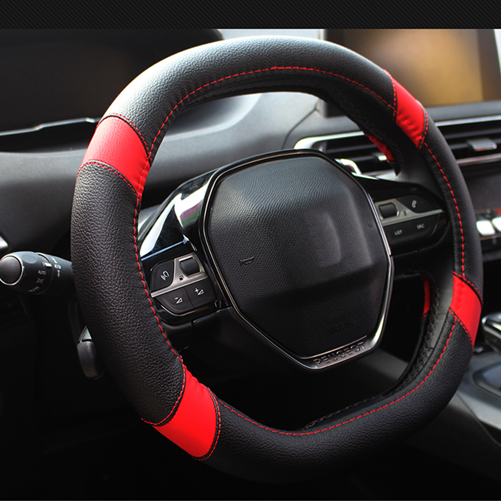 Comfortable Breathable Leather Car Steering Wheel Cover Universal Fit for All Seasons Suitable for Peugeot 4008 5008
