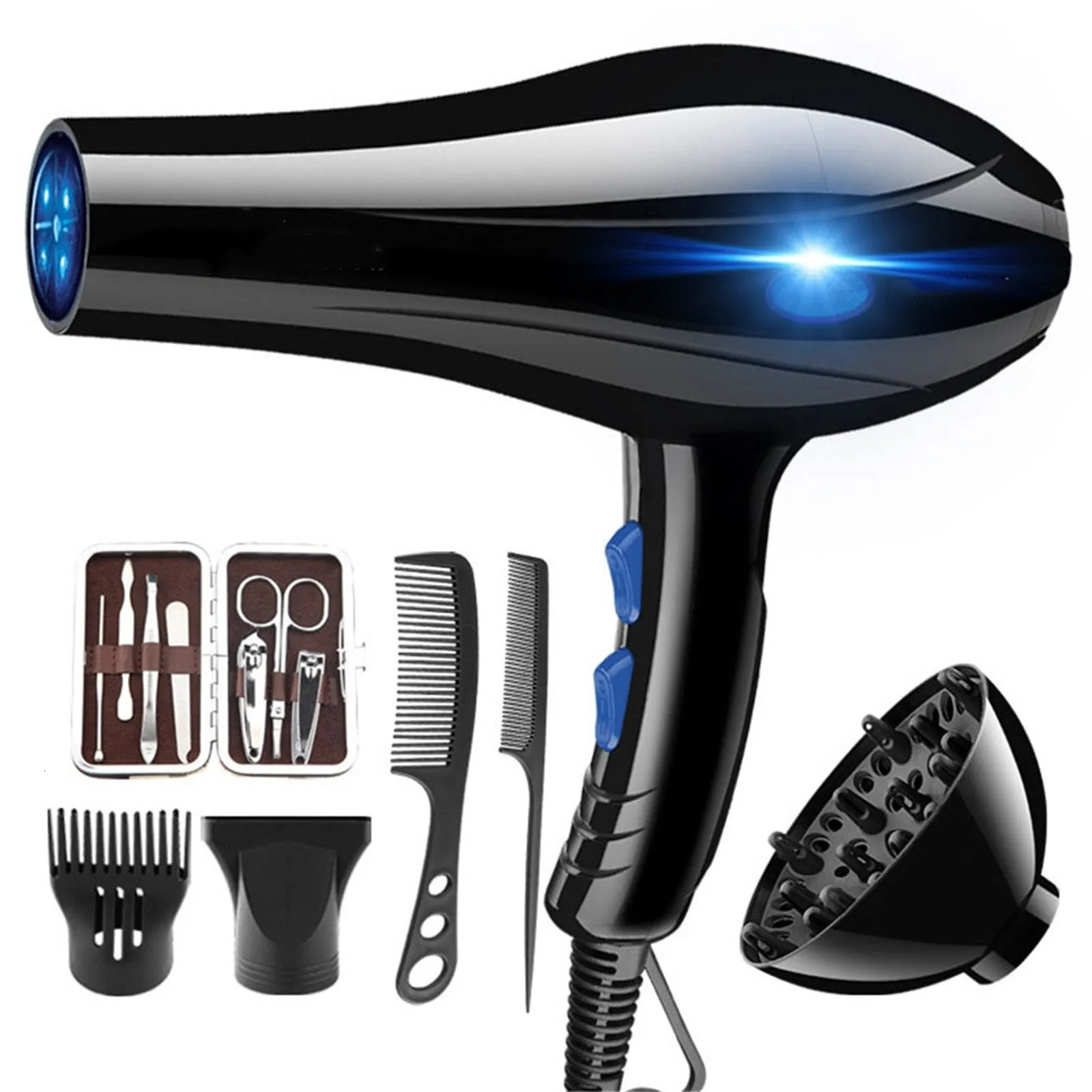 Hair Dryer 2200W Professional Powerful Hair Dryer Fast Heating And Cold Adjustment Ionic Air Blow Dryer with Air Collecting 250513