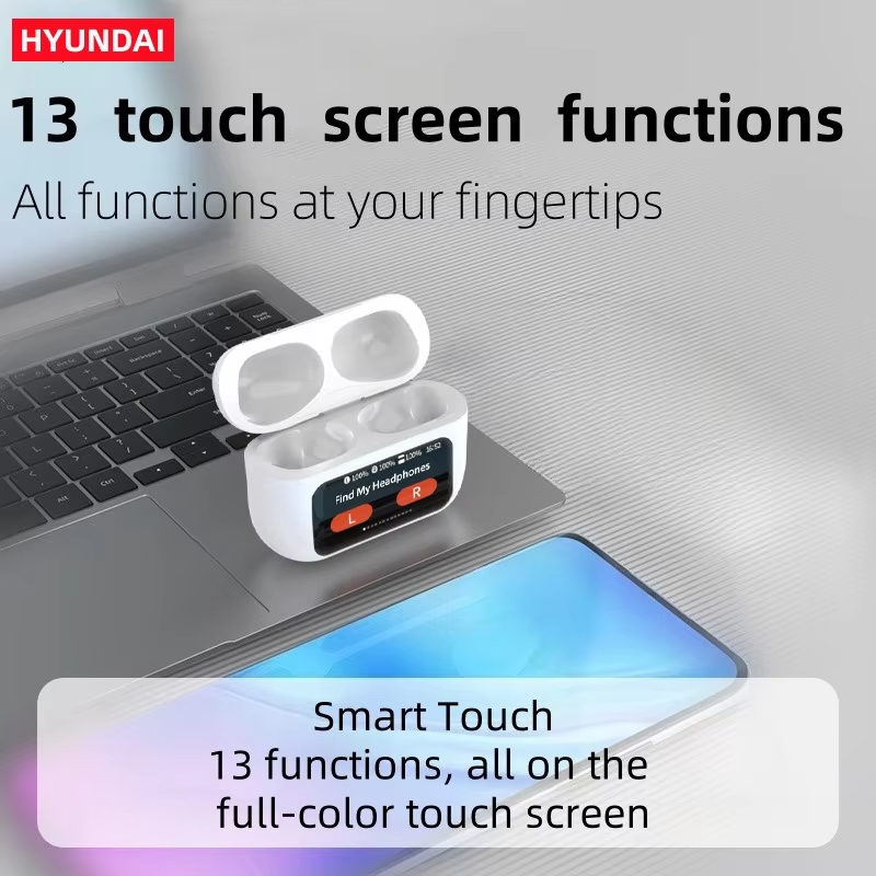 HYUNDAI HY-Y11 LCD Screen Earphones TWS Wireless Earbuds Touch Control With HIFI Sound Long Battery A9 Headphones A11 Pro