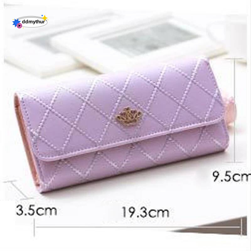 Women's PU Leather Long Wallet - Dia Pattern Clutch with Crown Buckle, Phone Bag & Card Holder, Fashion Ladies Purse ddmythur