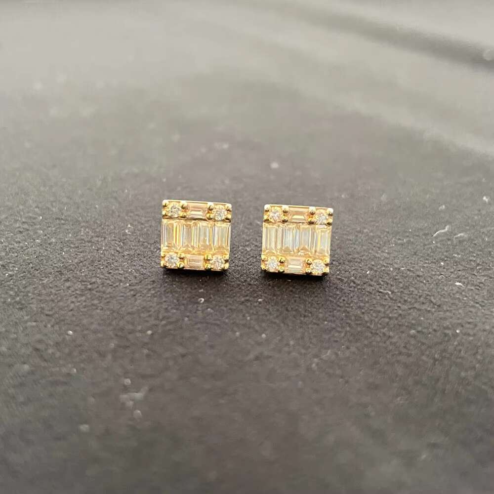 Hip hop Jewelry Men's Tested with Vvs GraMoissanite 10k Gold Earrings