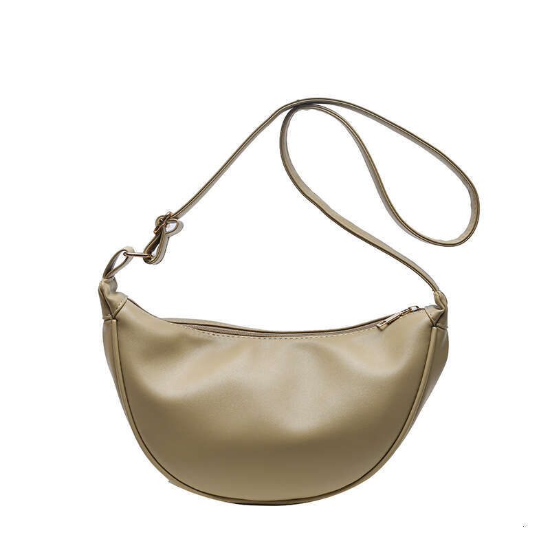 New western-style women's bag with fashionable texture, crossbody armpit bucket Japanese and Korean soft leather, solid color, single shoulder du