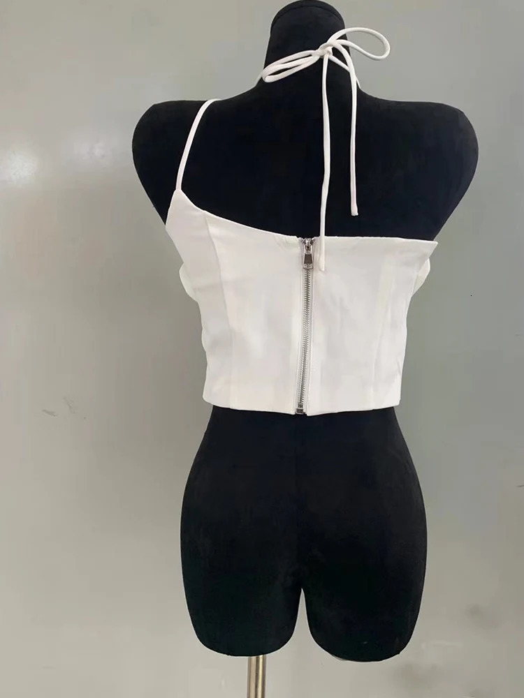 Threedimensional flower sexy tube top suspender summer female wear outside hanging neck backless fashion Joker 250515