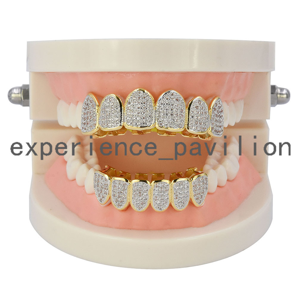 Custom Body Jewelry Hip Hop Fang Grillz moissanite Teeth Vampire Fangs Gold Plated Teeth Grillz