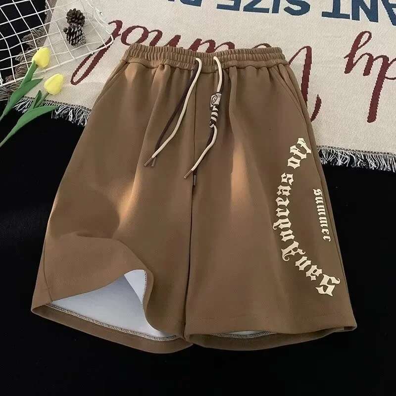 M-5XL Men Casual Short Pants Oversize Beach Retro Letters Print Sports shorts Five Points Shorts Men's Clothing