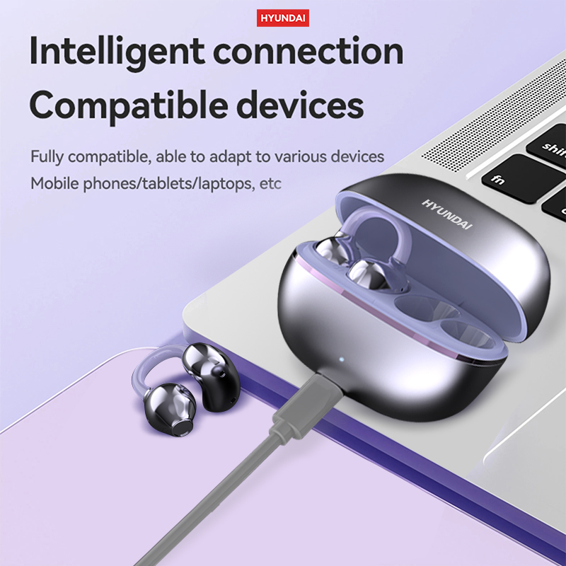 HYUNDAI EarclipC7 Clip-on Design Wireless Earphones Comfortable Wearing & IPX5 Waterproof Sports Earbuds for Work Fitness