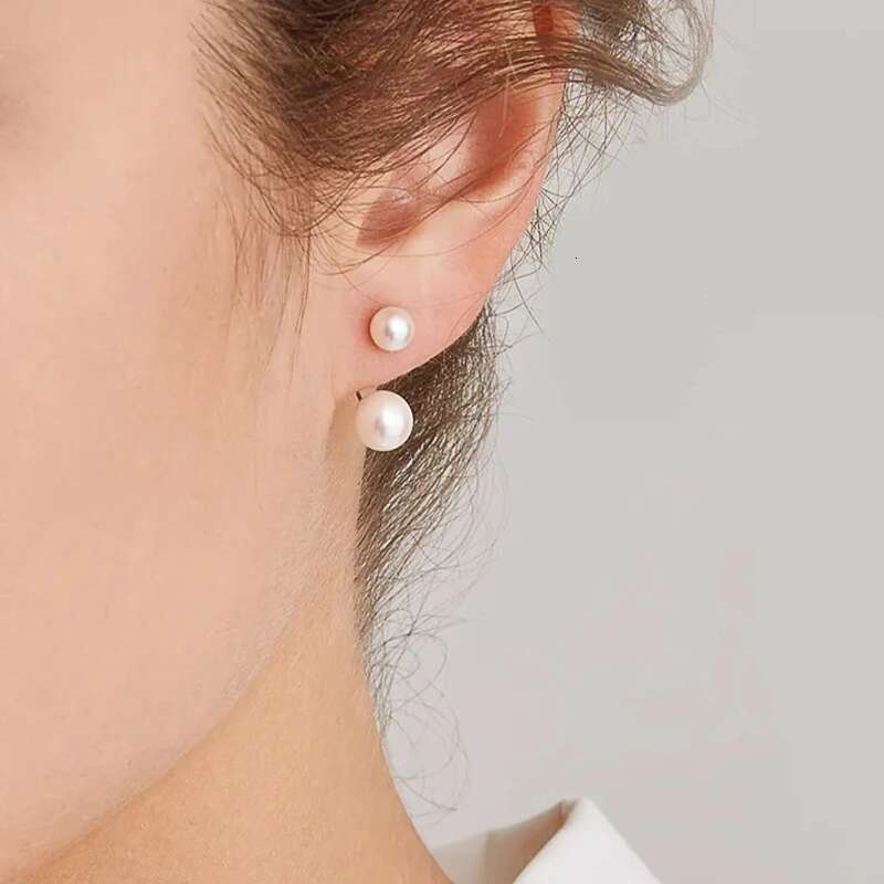Huitan Double Imitation Pearl Earrings For Women Creative Design Fashion Versatile Female Earring Daily Wear Temperament Jewelry