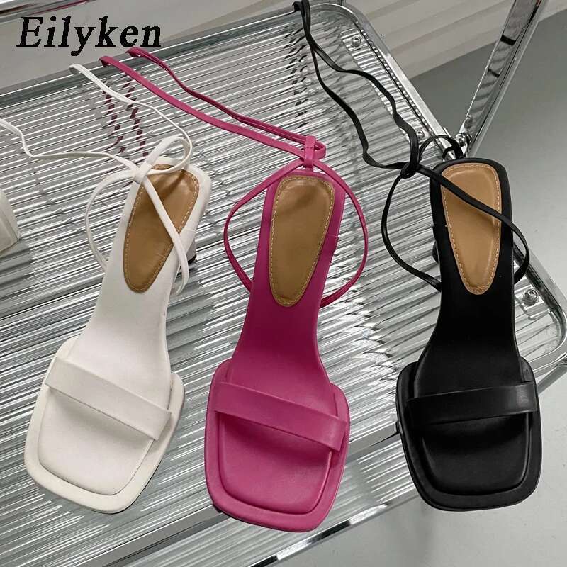 Eilyken 2025 Summer New Brand Ankle Strap Sandal Women Thin High Heel Lace-Up Dress Pumps Shoes Outdoor Gladiator Sandals
