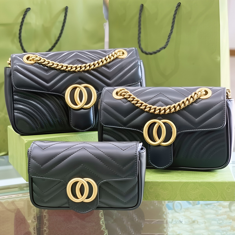 Designer Bag Shoulder Bag Luxury Bag Fashion Crossbody Designer Bag 2025 Gold Chain Cowhide Flap 3 Size Black Handbag High Quality Purse Mini Bag Fast Shipping