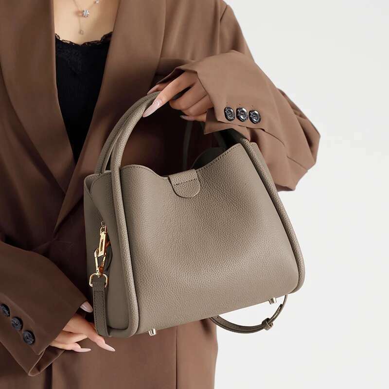 Women's Natural Cow Real Leather Shoulder Ladies Retro Fashion Crossbody Bag Female Cowhide Commuter Handbag For Lady