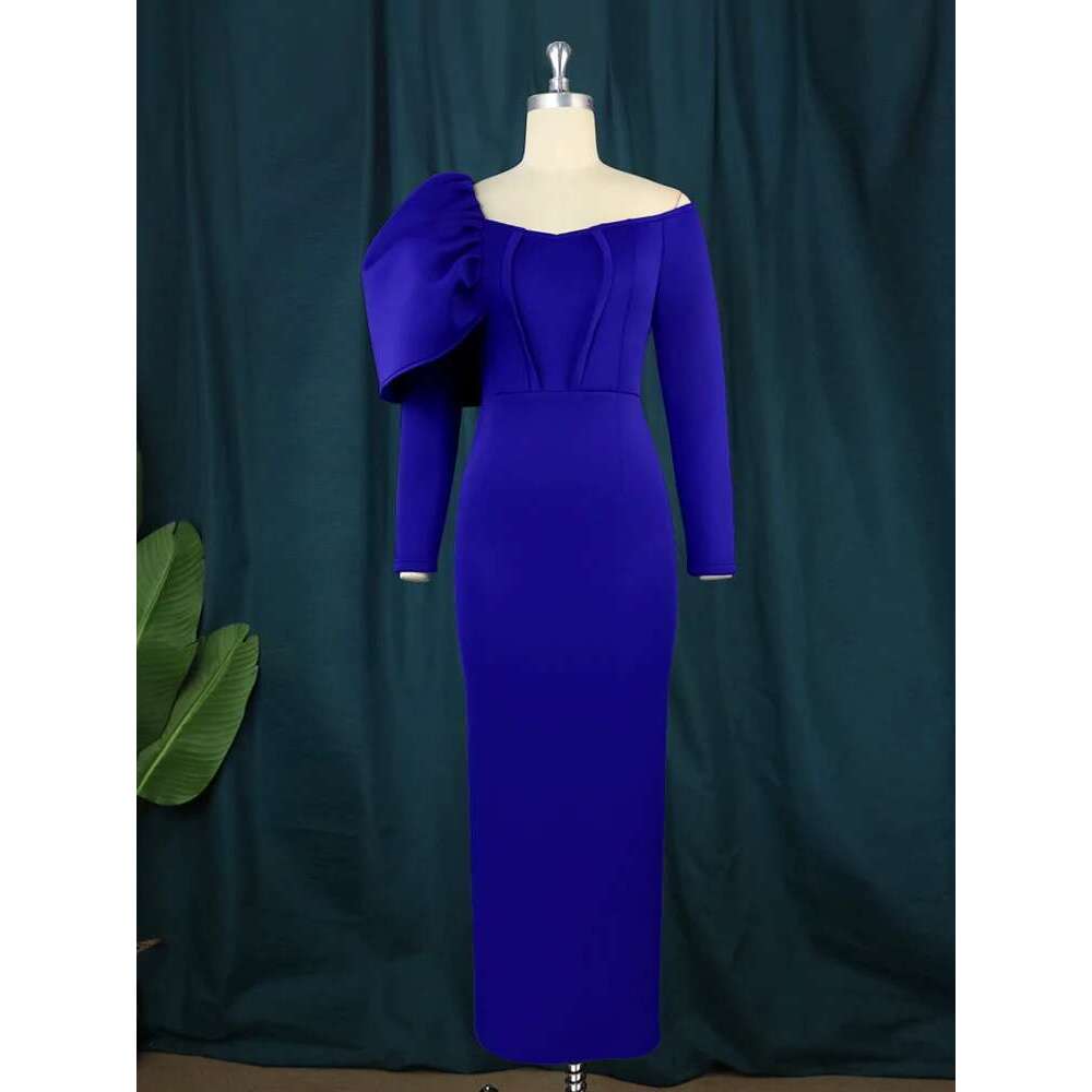 Plus Size 4XL Bodycon Dresses Long Sleeve Off Shoulder High Waist Evening Party Robes for Women Autumn tail Event Gowns