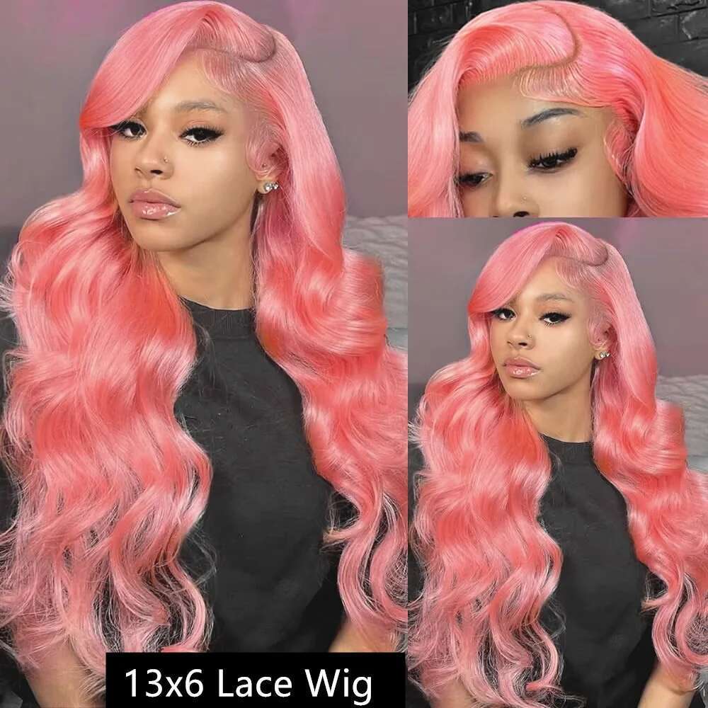 30 36 Inch 13x4 Front Wig Human Hair Body Wave 13x6 Hd Lace Frontal for Women Light Pink Colored Wigs Pre Plucked