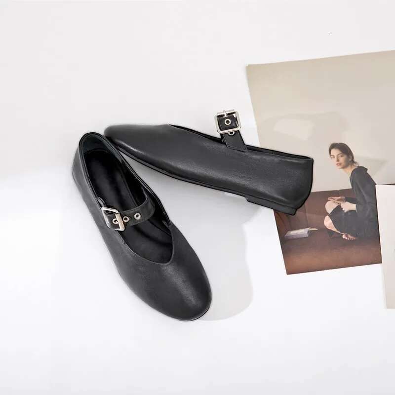 AIYUQI Mary Jane 2025 Autumn Natural Genuine Leather Vintage Pointed Toe Ballet Flat Casual Shoes Women