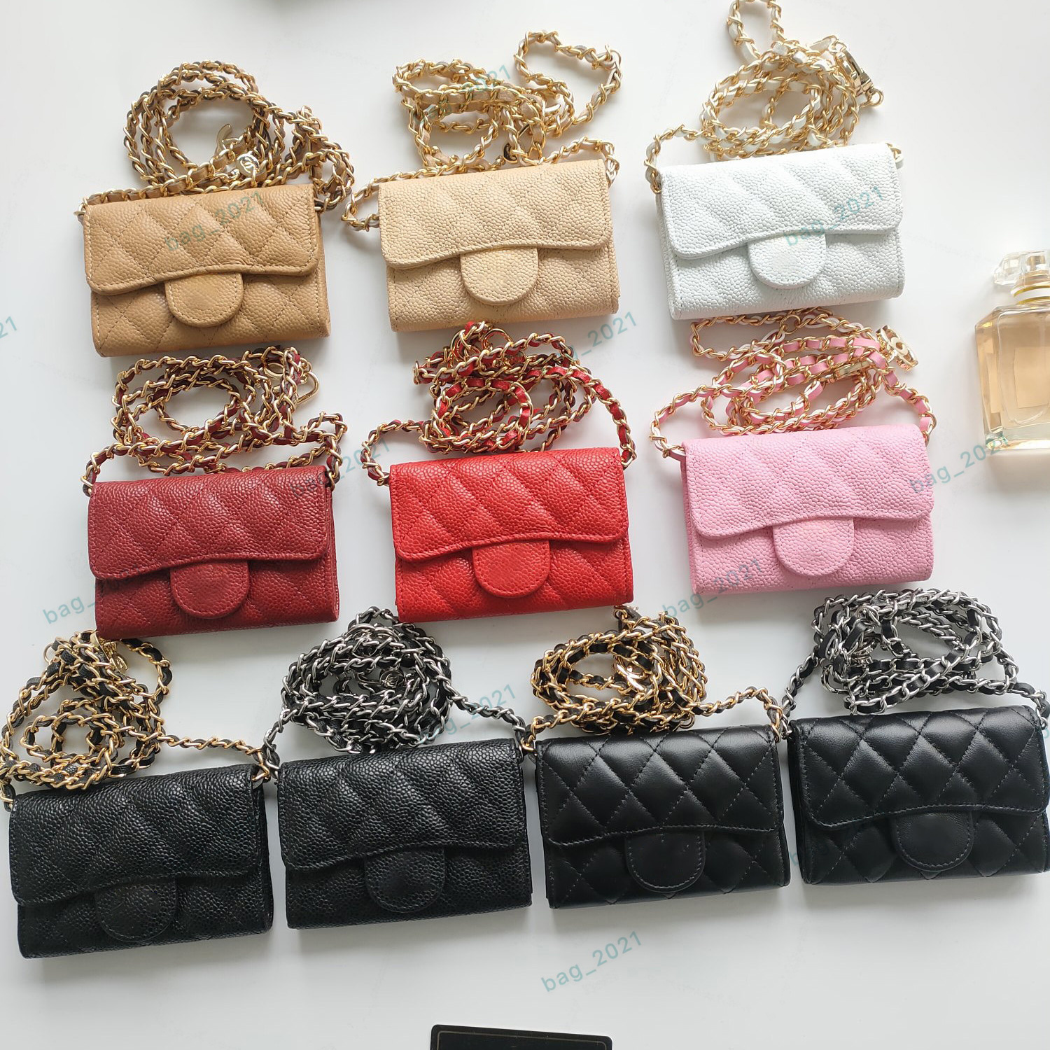 Designer C Wallet For Women Credit Card Holder Designer Womens Wallet Luxury Desinger Wallet Coin Purses Lambskin Caviar Leather Small Wallet Mini Flap Wallet A8937