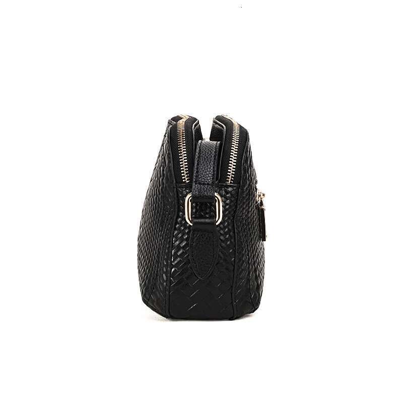 Aidrani Casual Versatile Genuine Leather Women's With Black Braided Cowhide Single Shoulder Crossbody Bag