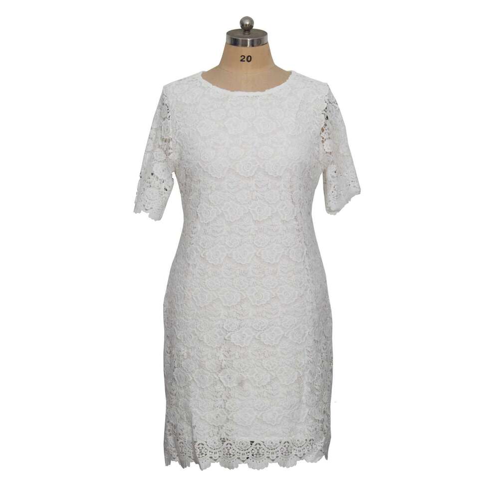 Plus Size Elegant Party Dresses White Woman Summer Embroidery Floral Wedding Guest Slim Pencil Midi Dress Vestidos