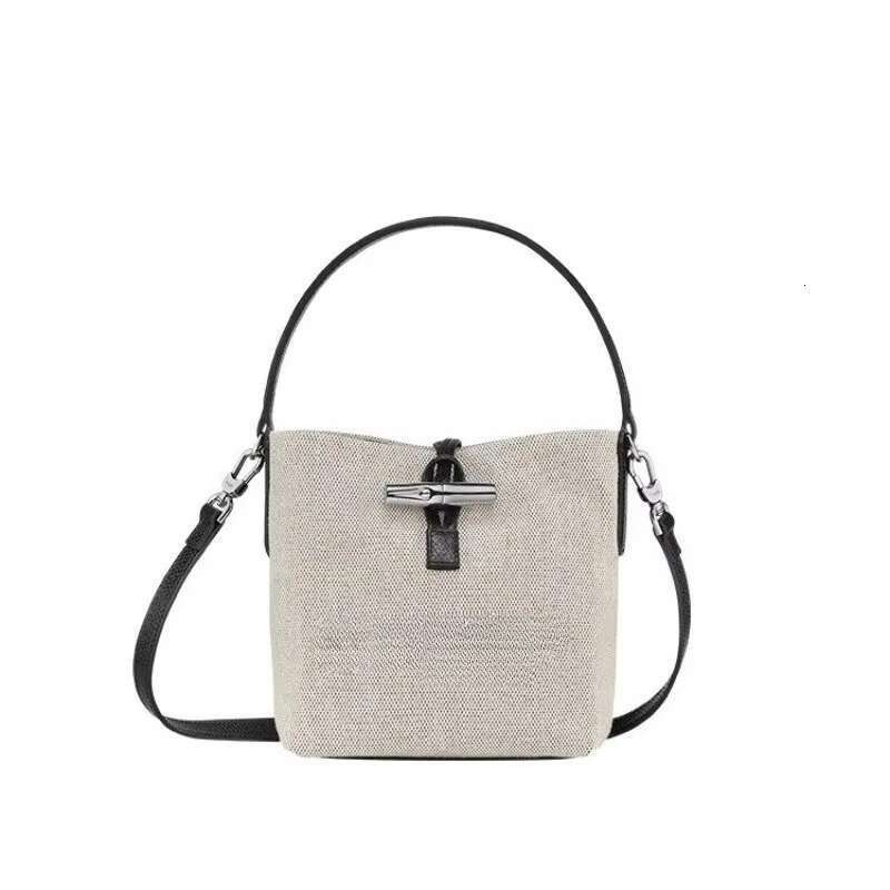 New Dragon Horse Canvas Bucket Bamboo Node Lightweight Shoulder Crossbody Handbag Underarm Small Niche Bag