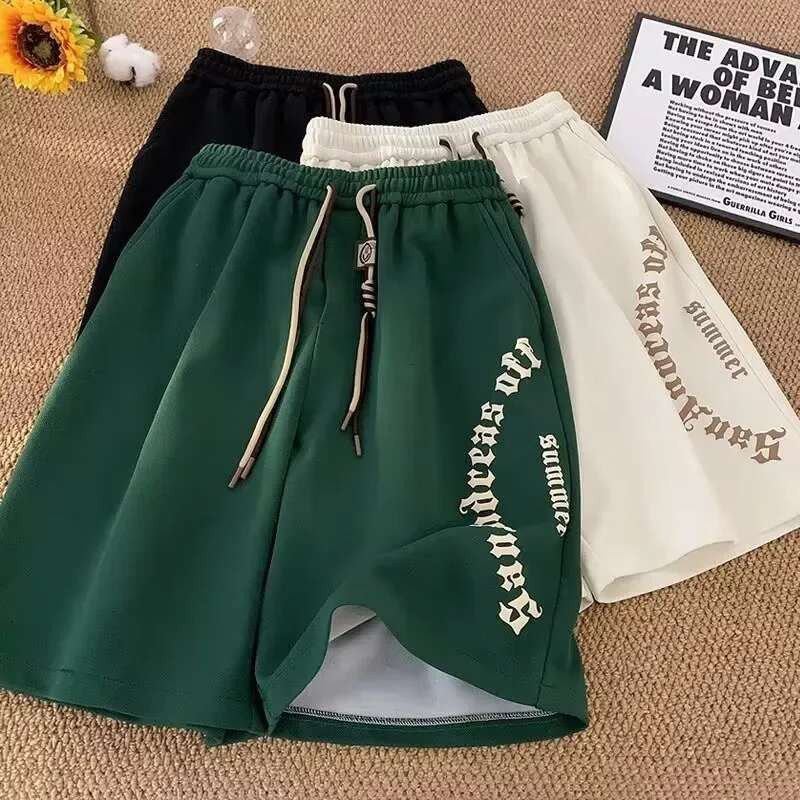 M-5XL Men Casual Short Pants Oversize Beach Retro Letters Print Sports shorts Five Points Shorts Men's Clothing