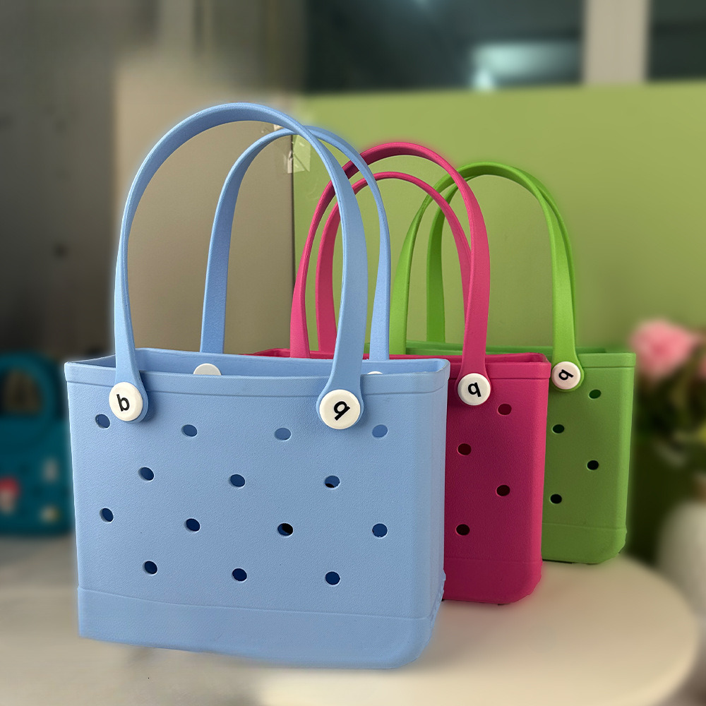 Top quality Brand High Quality Fashionable solid color EVA hole pool DIY beach bag expandable storage portable handbag New Free Delivery Designer Bag