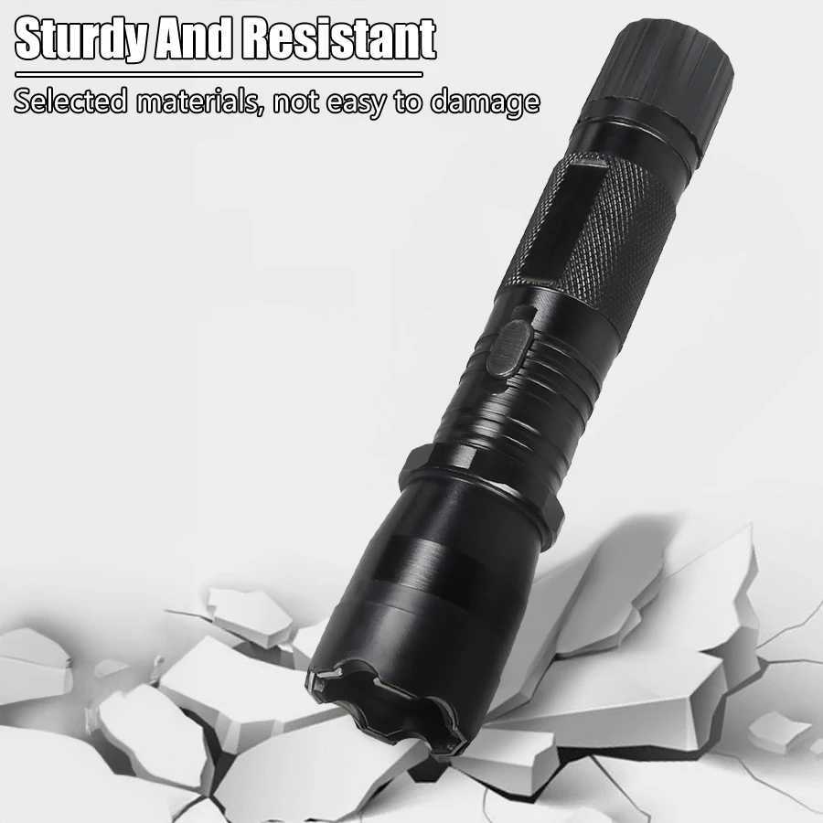 Tactical Flashlight - Aluminum Alloy Rechargeable Self-Defense Strobe Light with Zoom in Function 1 Modes Z250514