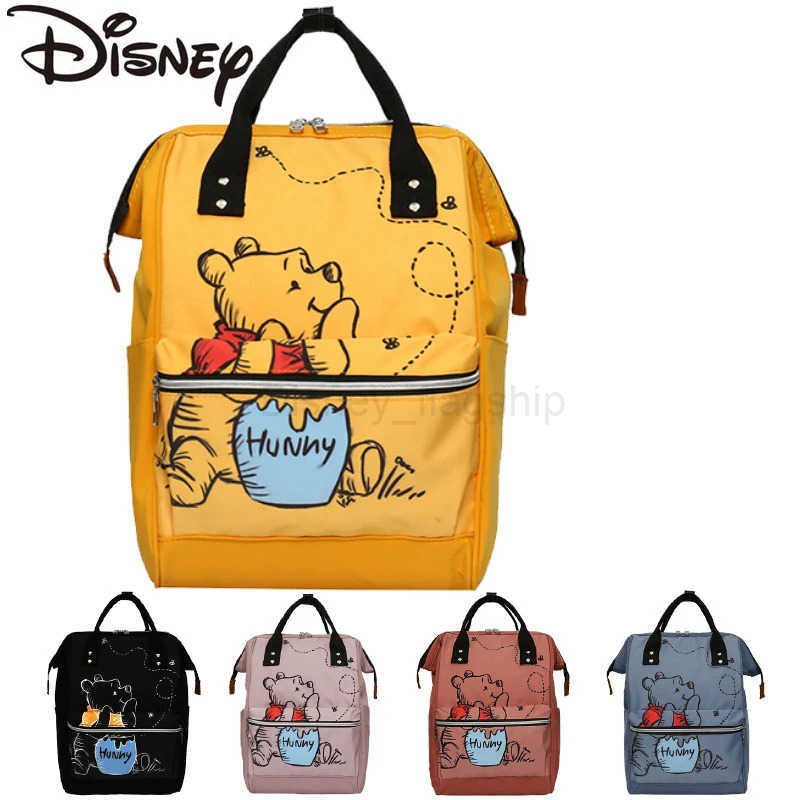 Disney 2025 New Winnie The Pooh Diaper Bag Backpack Cartoon Cute Mother and Baby Bag Large Capacity Lightweight Travel Mommy BagXJ250515
