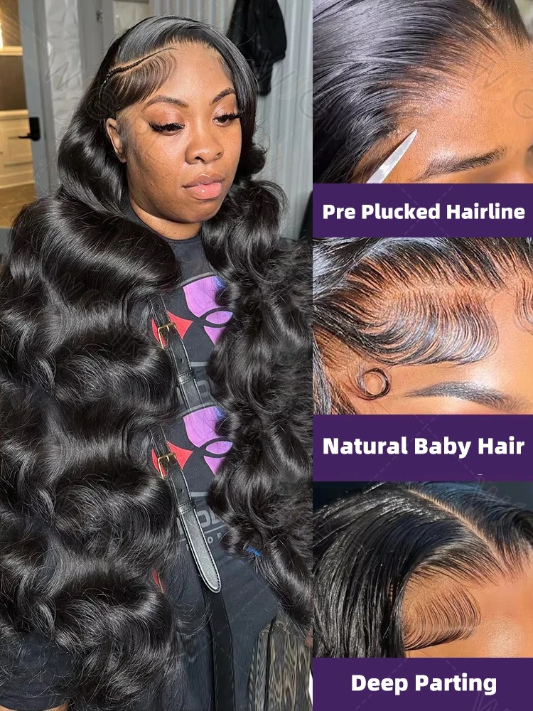 250 300 Density 30 40 Inch Body Wave Lace Front Human Hair Wigs Water Wave 13x4 13x6 HD Transparent Lace Frontal Wig Synthetic Lace Front wigs For Wom