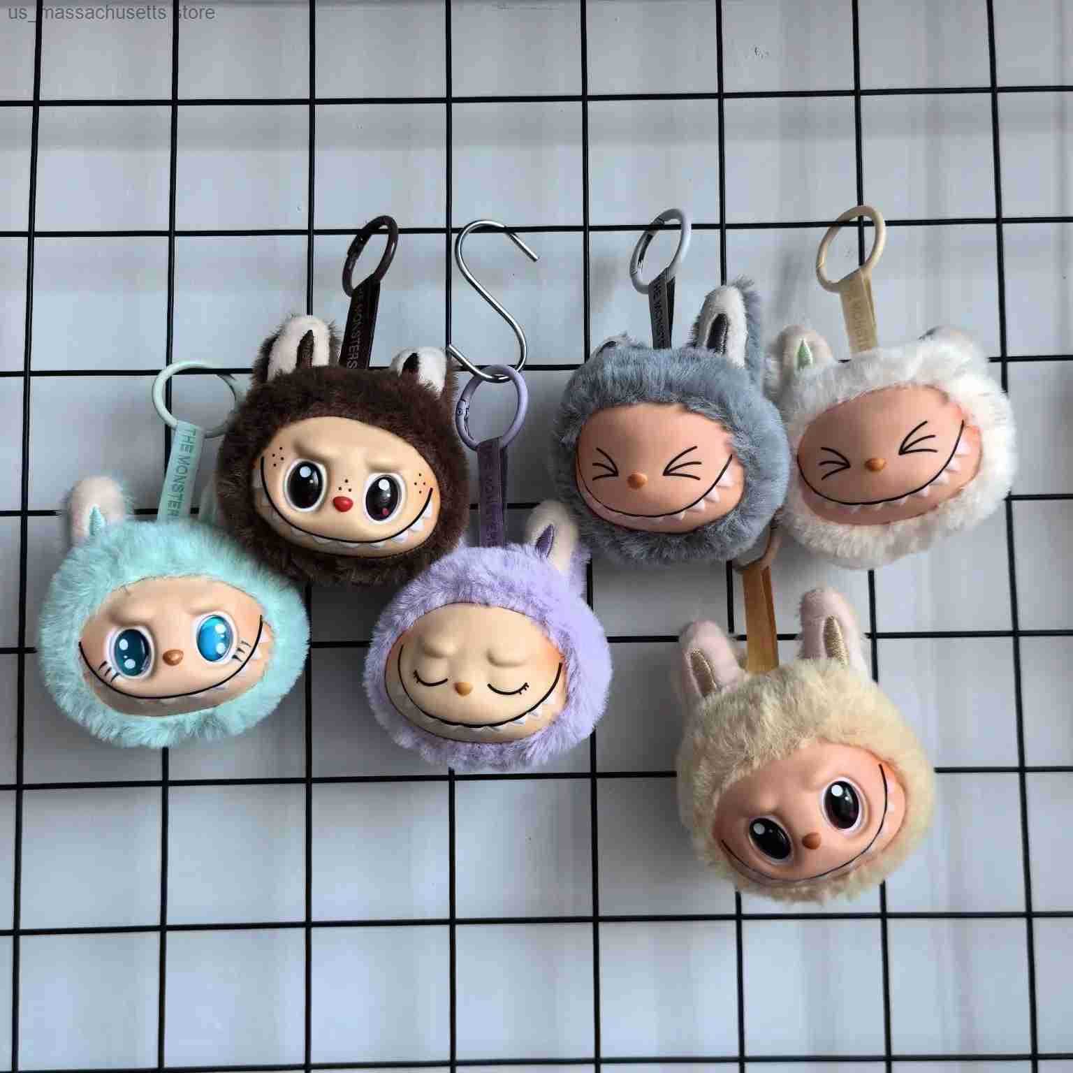Figures Blind Box Vinyi Head Keychain Pendant Cute Monster Plush Doll Bag Fashion Pendant Birthday Gift Model Kids Toy y250515AKAP