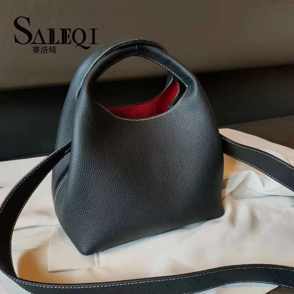 TOGO Cowhide Bucket With Niche Design Color Blocking Designer Single Shoulder Diagonal Cross Women's Tote Bag
