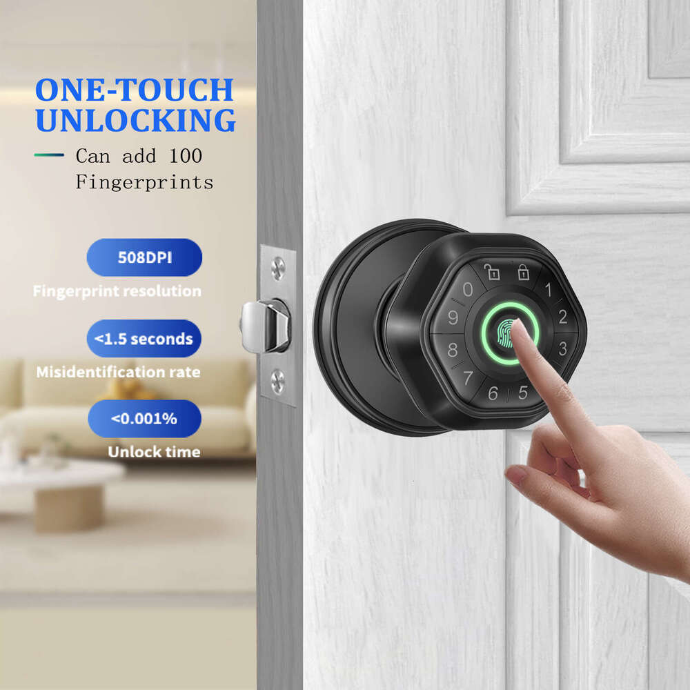 Spherical lock indoor wooden door bedroom office apartment password lock American graffiti APP fingerprint lock