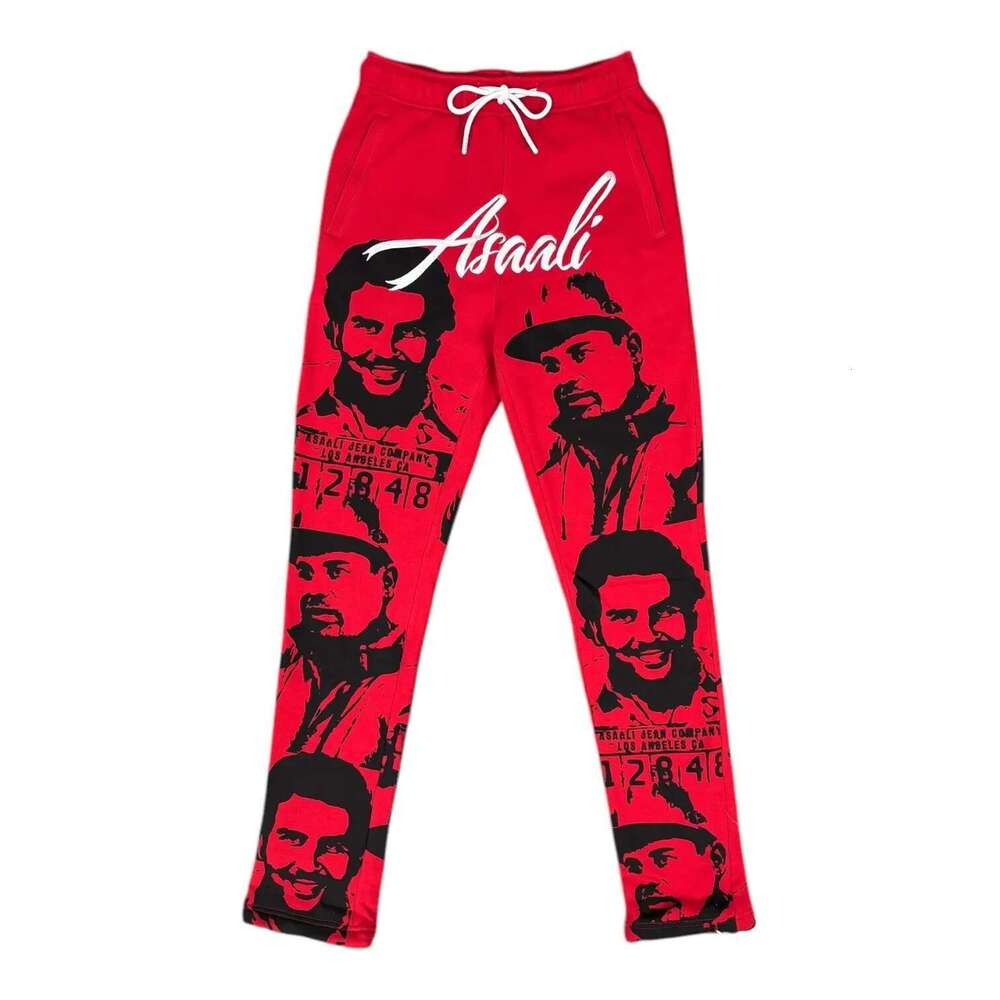 Y2k American Retro Men's Casual Sports Pants Gothic Fashion Character Pattern Printed Zipper Hoodie Couple Set Designer