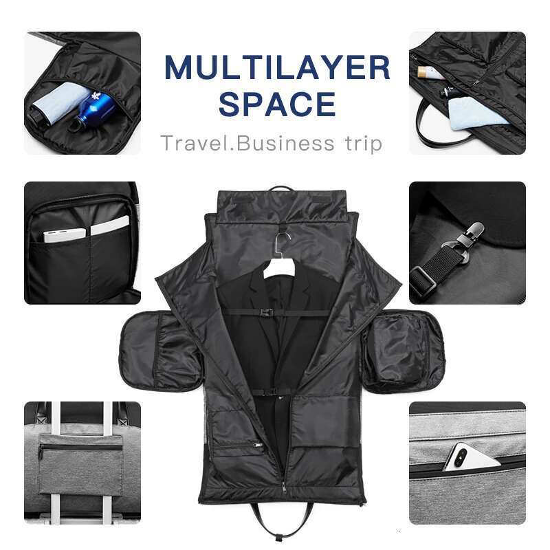 OZUKO Multifunction Men Suit Storage Large Capacity Lage Handbag Male Waterproof Travel Duffel Bag Shoes Pocket
