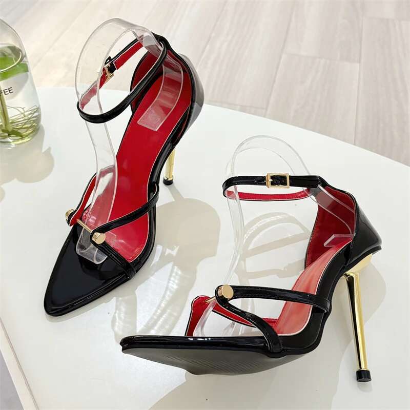 Eilyken Summer Rivet Design Buckle Strap Women Sandals Sexy Open Toe Stripper Thin Heels Hollow Out Shoes Zapatos Mujer