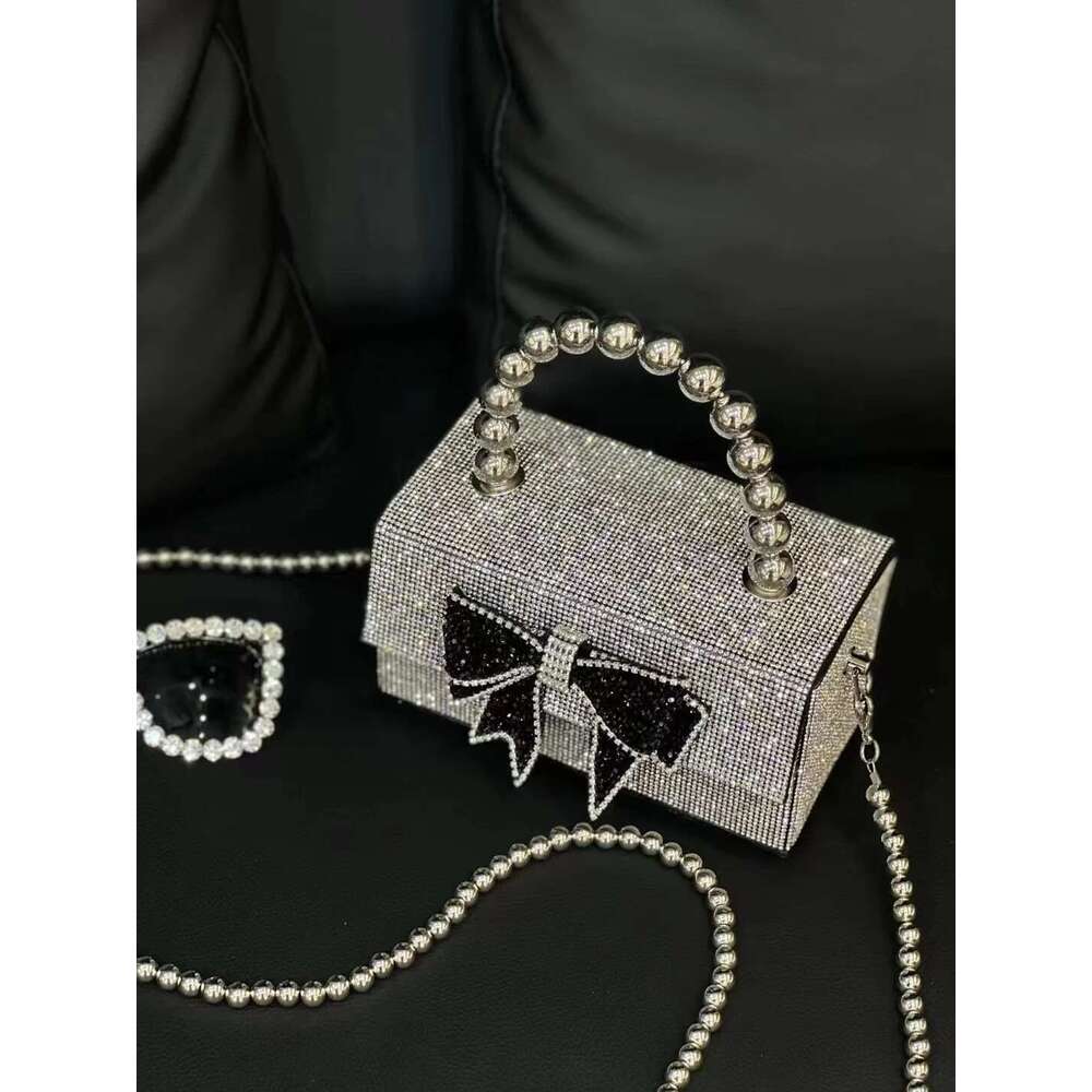Glitter Square Box Rhinestones Dia Evening Clutch Women's Handbag Wedding Party Bling Shiny Purse Shoulder Bag