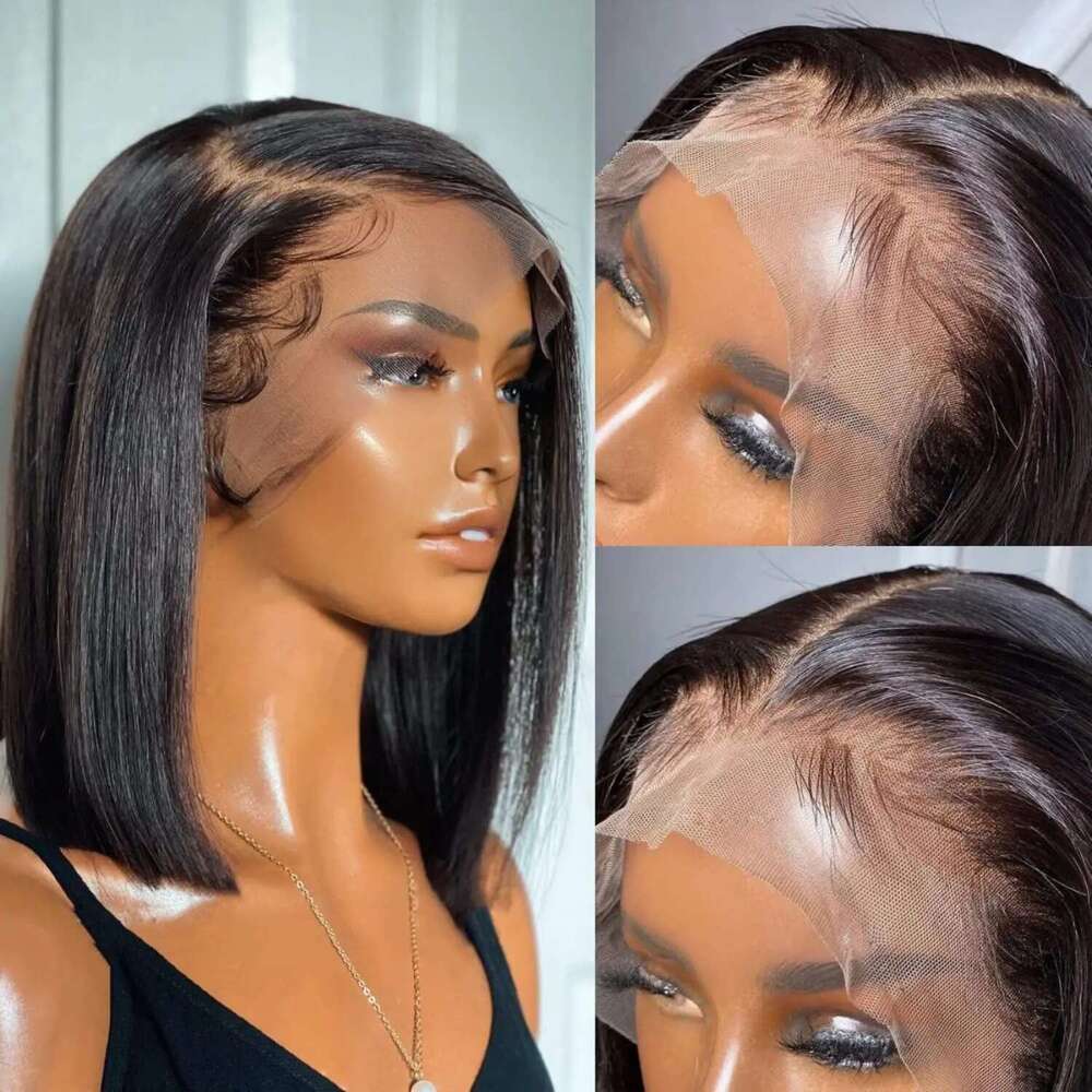 12Inch Wig 13x4 Lace Front Human Hair 180% Density 15A Straight Bob Wigs For Black Women Pre Plucke