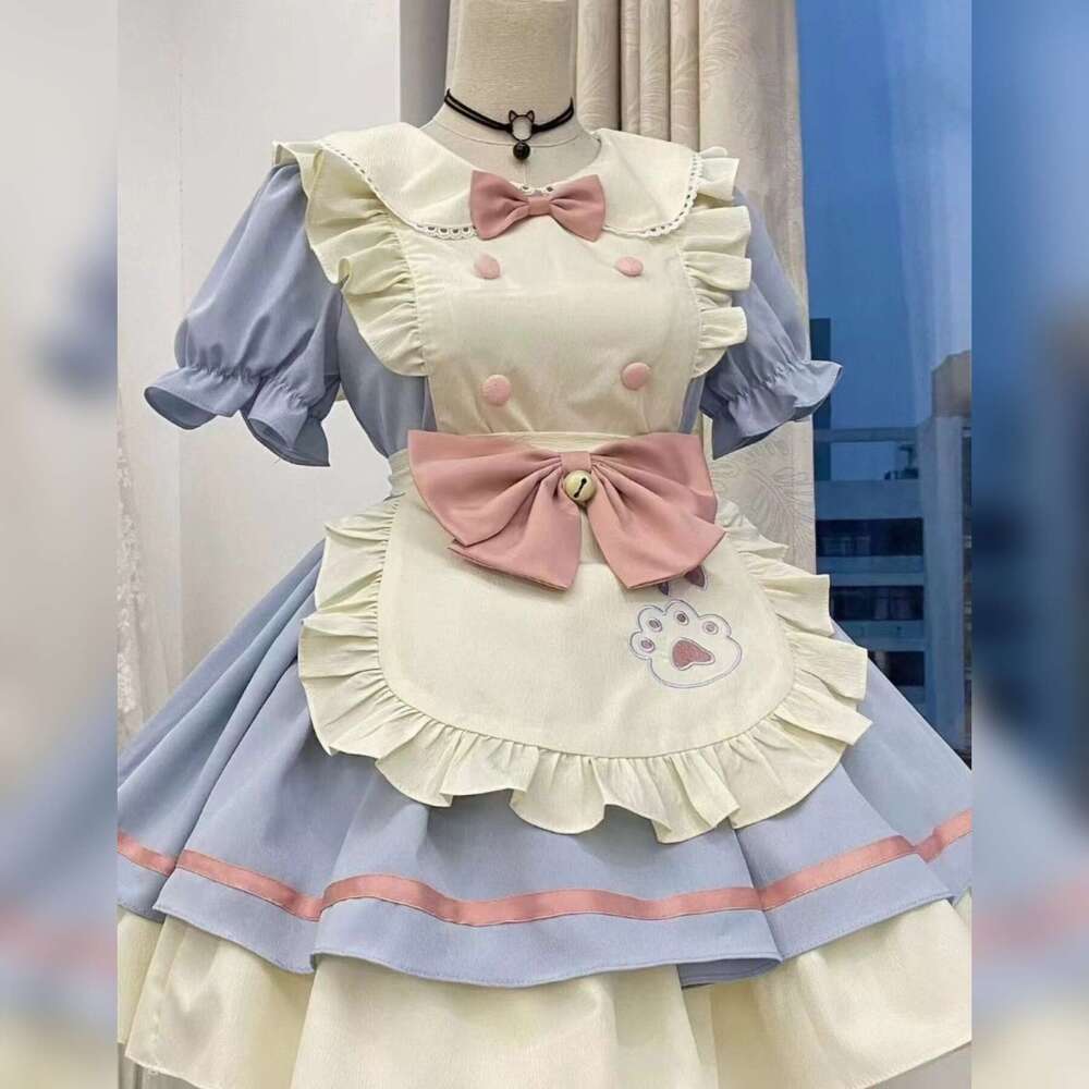 Lovely Soft Girl Costume Bow Dog Short Servant Lolita Sweet Set