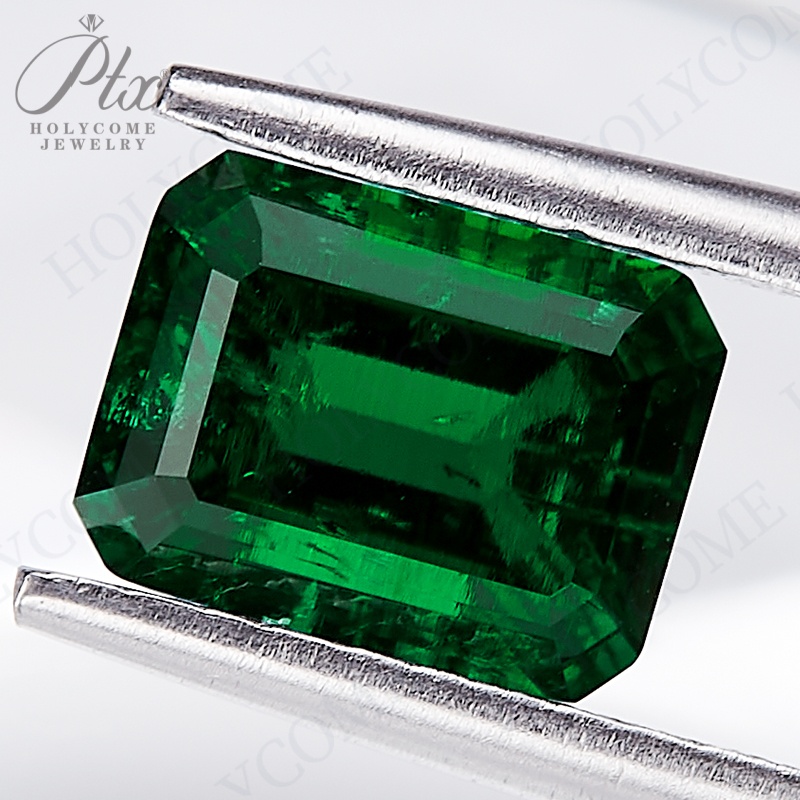 Lab Grown Zambian Emeralds Loose Colombia Emeralds Hydrothermal Hand Cutting Emerald Cut With Cracks Inclusions Inside Charms
