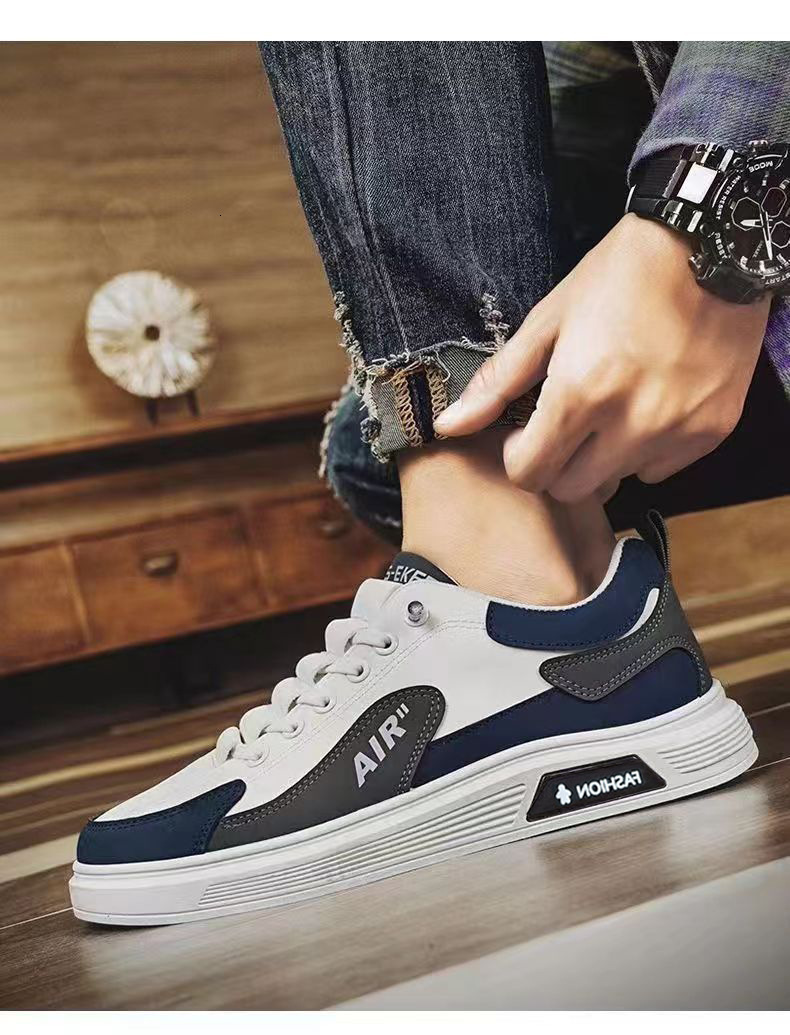 Summer 2025 New Men's Leather Breathable Versatile, Sports and Leisure, One Step Stepping, High end Feeling, White Board Shoes