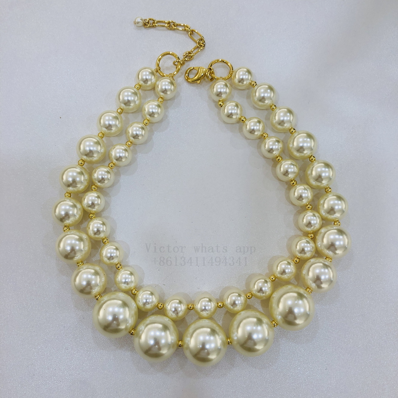 BIG pearl necklace for women double Top quality chain reinforced inner ring length 42+5CM Wholesale price customize You brand Pearl Necklace 004