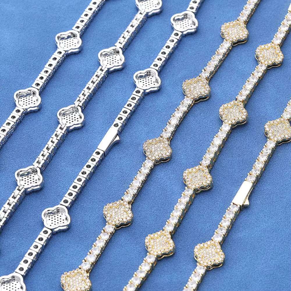 S925 Silver Moissanite Tennis Chain Necklace Cross Border Hip Hop Style Versatile Personality Jewelry