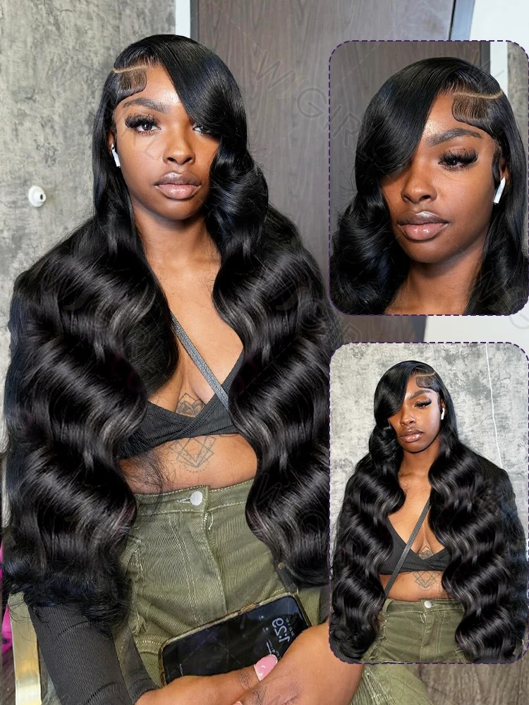 250 300 Density 30 40 Inch Body Wave Lace Front Human Hair Wigs Water Wave 13x4 13x6 HD Transparent Lace Frontal Wig Synthetic Lace Front wigs For Wom