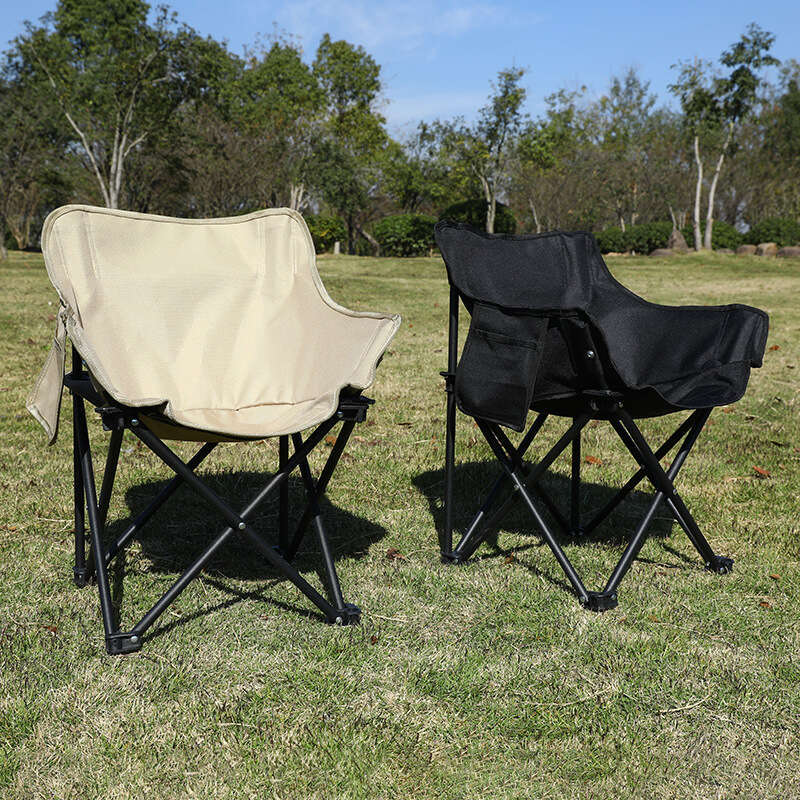 Outdoor camping leisure folding portable backrest fishing bench chair, aluminum alloy Oxford cloth moon chair