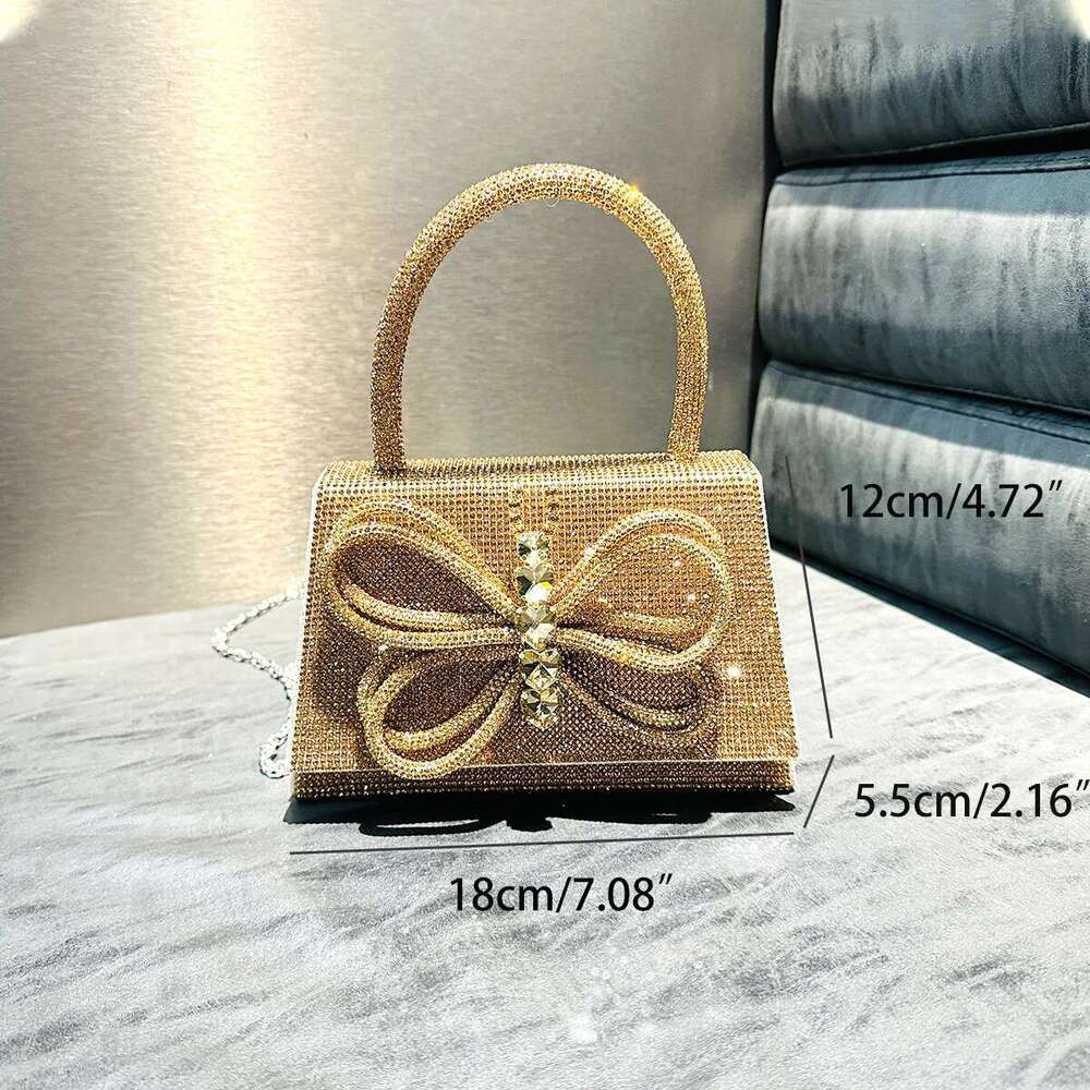 JIOMAY Golden Rhinestone Evening Bags Designer Handbags For Party With Long Chains Exquisite Butterfly Purses For Women