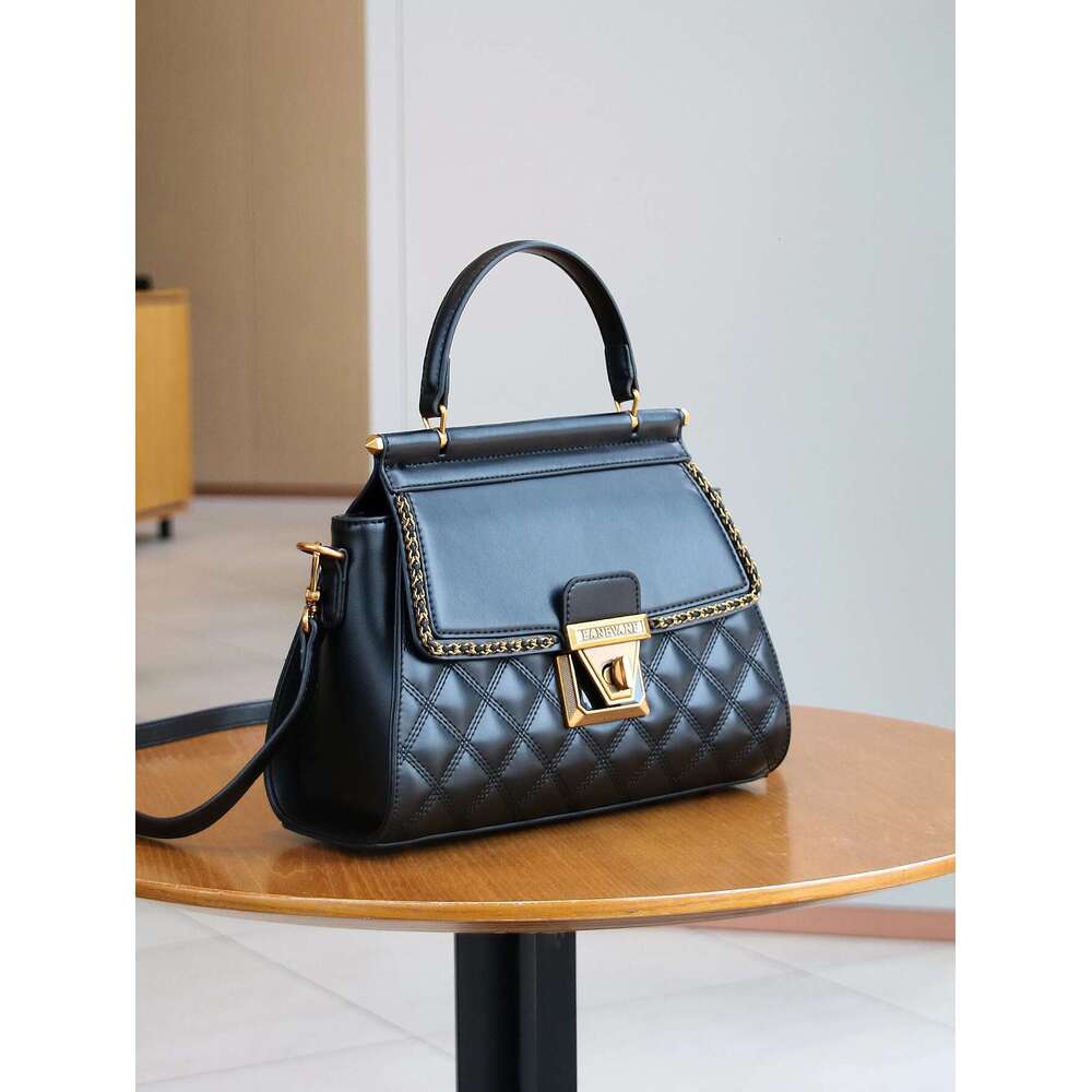 2025 New Niche Design Dia Handbag Fashion Chain Bag Retro Purple Ostrich Pattern Shoulder Slung Large Capacity Commut