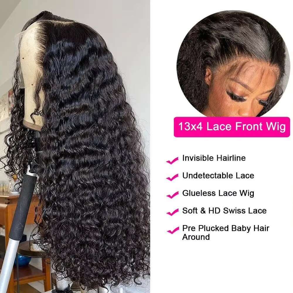 250% 30 46Inch 13x6 HD Deep Frontal For Women Water Kinky Curly Loose Wave 360 Lace Front Human Hair