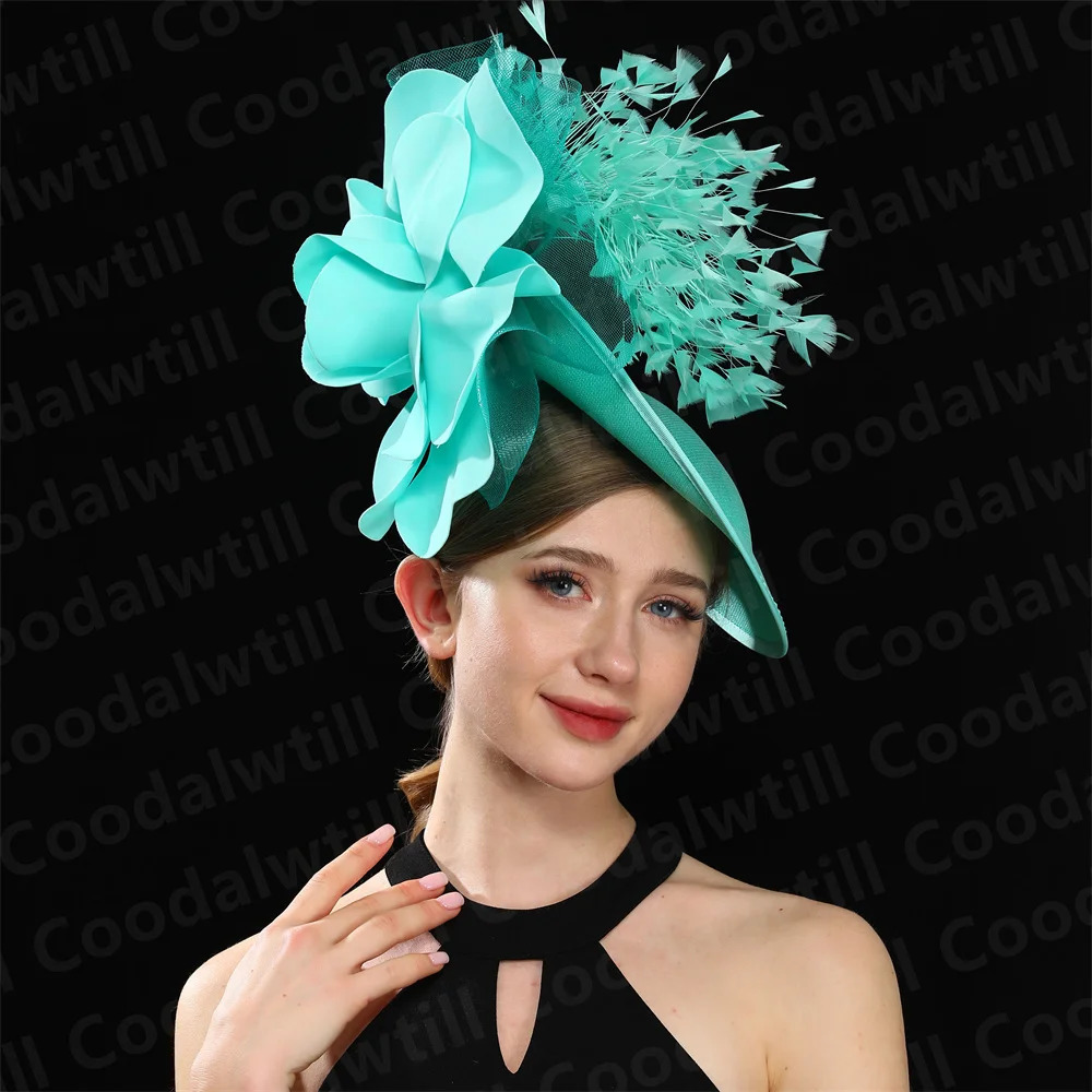 Big Flower Wedding Fascinator Hat Women Formal Party Tea Headpiece Ladies Cocktail Church Chapeau Cap Headband Woman Millinery 250514