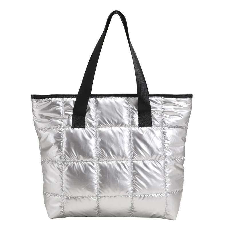 Waterproof Tote For Women Puffer Cotton Padded Shoulder Large Capacity Ladies Handbags Quilted Work Commute Shopping Bag